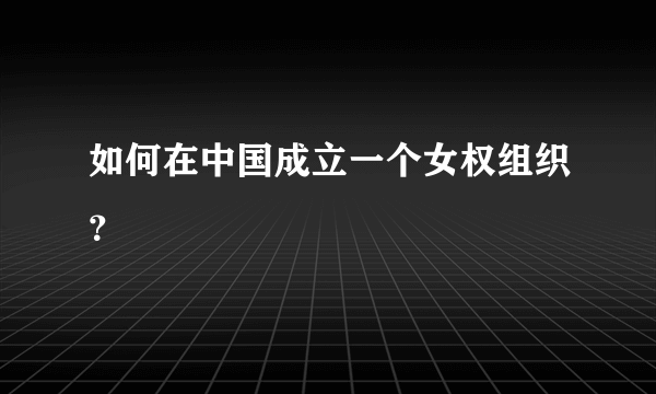 如何在中国成立一个女权组织？