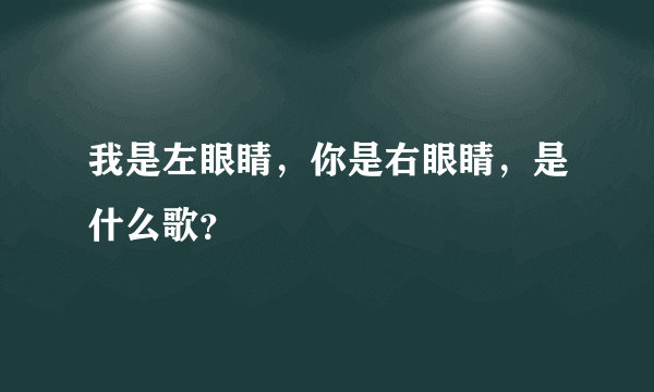 我是左眼睛，你是右眼睛，是什么歌？