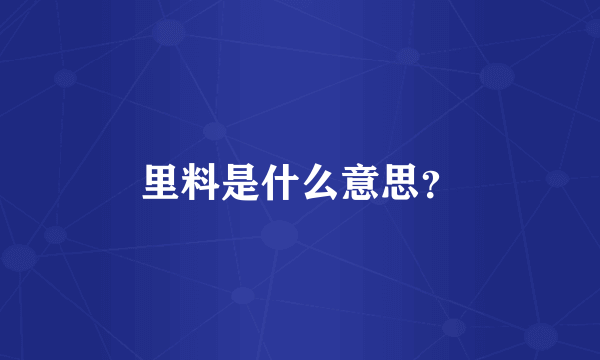 里料是什么意思？