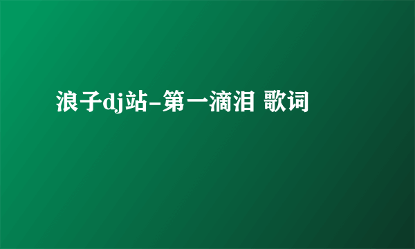 浪子dj站-第一滴泪 歌词