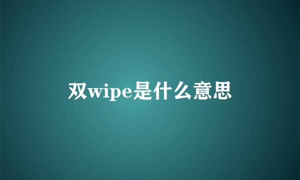 双wipe是什么意思