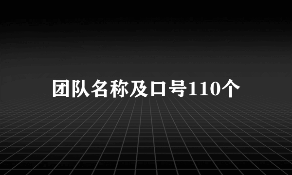 团队名称及口号110个