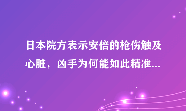 日本院方表示安倍的枪伤触及心脏，凶手为何能如此精准的击中他？