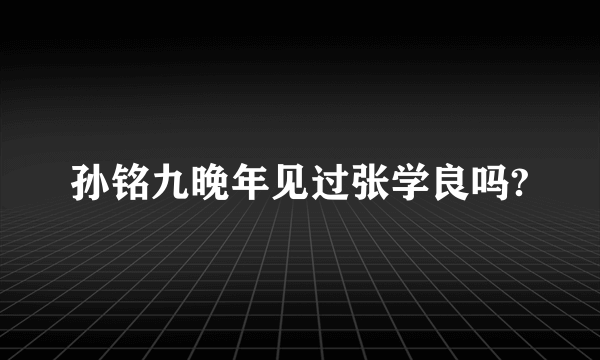 孙铭九晚年见过张学良吗?