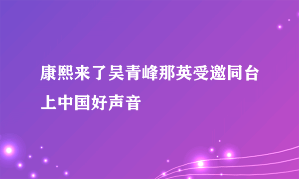 康熙来了吴青峰那英受邀同台上中国好声音