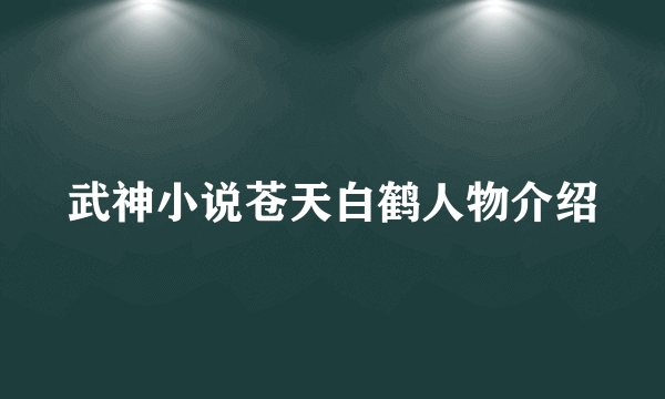 武神小说苍天白鹤人物介绍