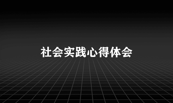 社会实践心得体会