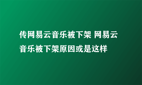 传网易云音乐被下架 网易云音乐被下架原因或是这样
