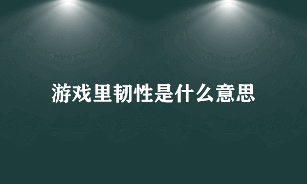 游戏里韧性是什么意思