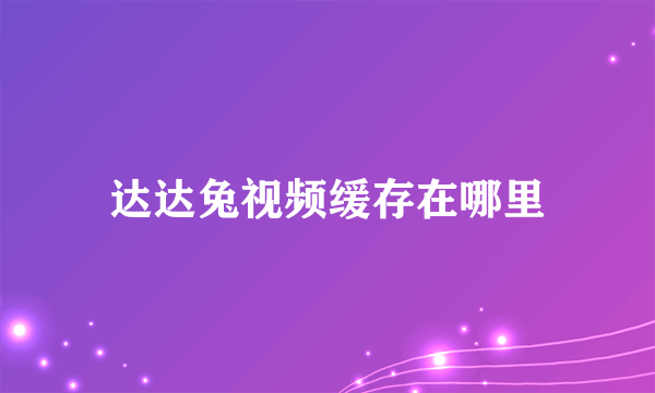 达达兔视频缓存在哪里