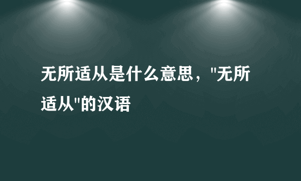 无所适从是什么意思，