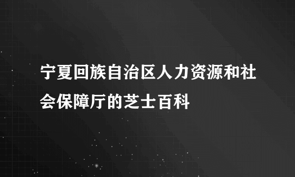 宁夏回族自治区人力资源和社会保障厅的芝士百科