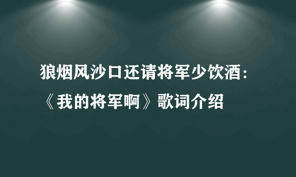 狼烟风沙口还请将军少饮酒：《我的将军啊》歌词介绍