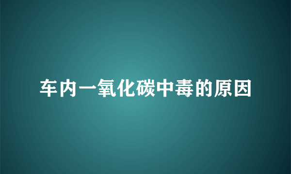 车内一氧化碳中毒的原因