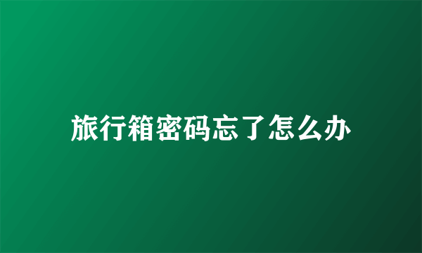 旅行箱密码忘了怎么办