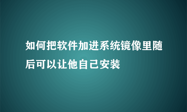 如何把软件加进系统镜像里随后可以让他自己安装