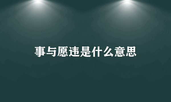 事与愿违是什么意思