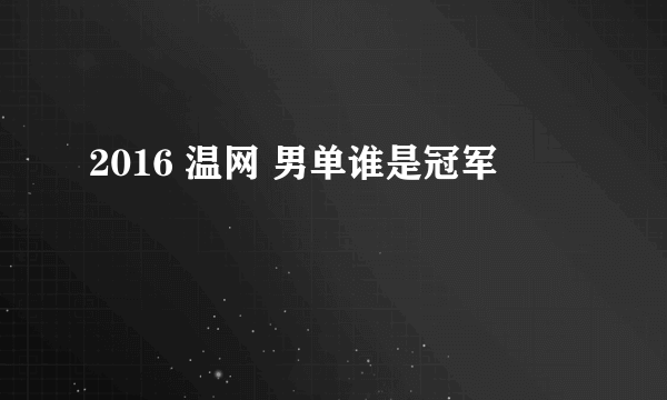 2016 温网 男单谁是冠军