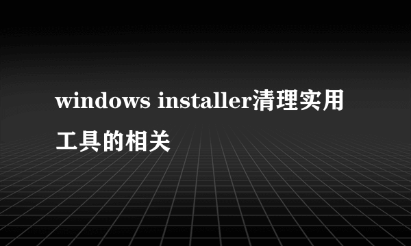 windows installer清理实用工具的相关問題