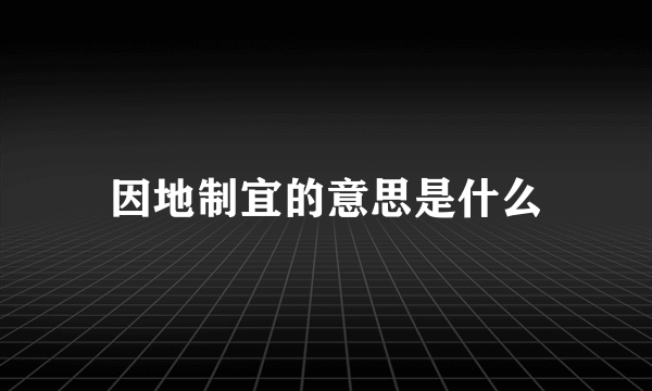 因地制宜的意思是什么