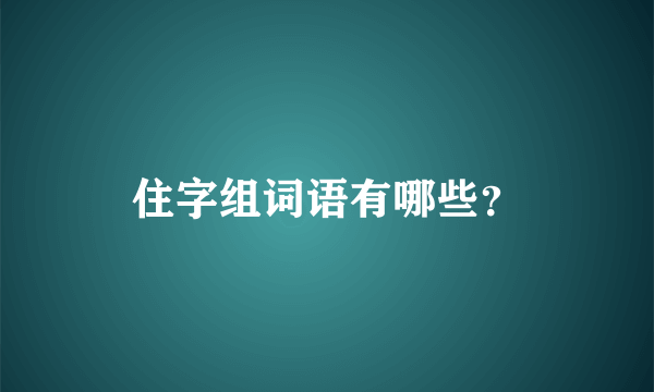 住字组词语有哪些？