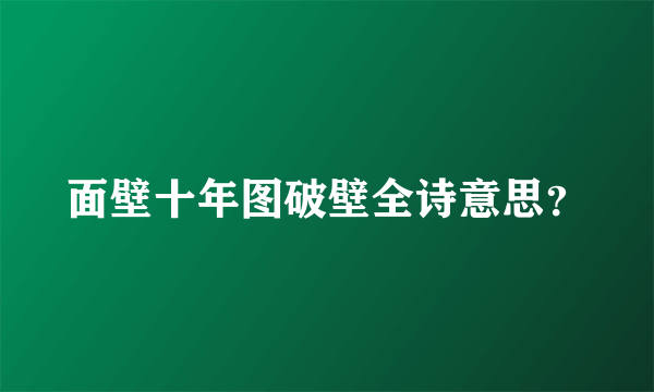 面壁十年图破壁全诗意思？
