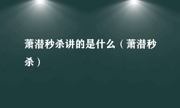 萧潜秒杀讲的是什么（萧潜秒杀）