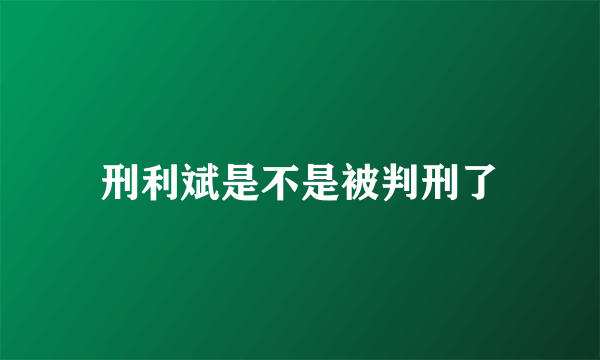 刑利斌是不是被判刑了