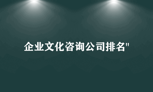 企业文化咨询公司排名