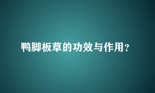 鸭脚板草的功效与作用？