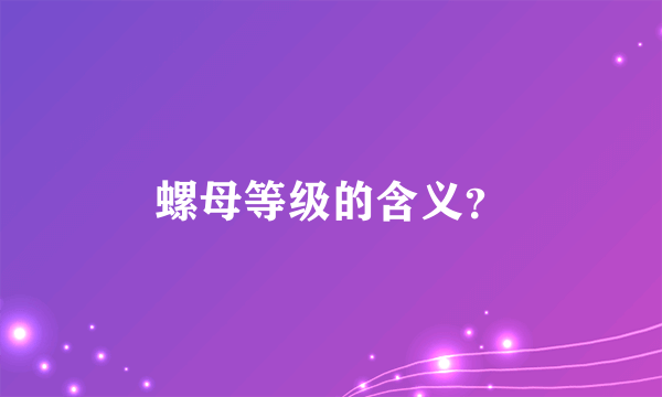 螺母等级的含义？