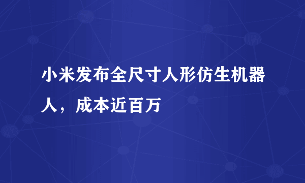 小米发布全尺寸人形仿生机器人，成本近百万