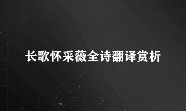 长歌怀采薇全诗翻译赏析