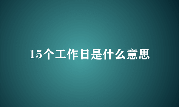 15个工作日是什么意思