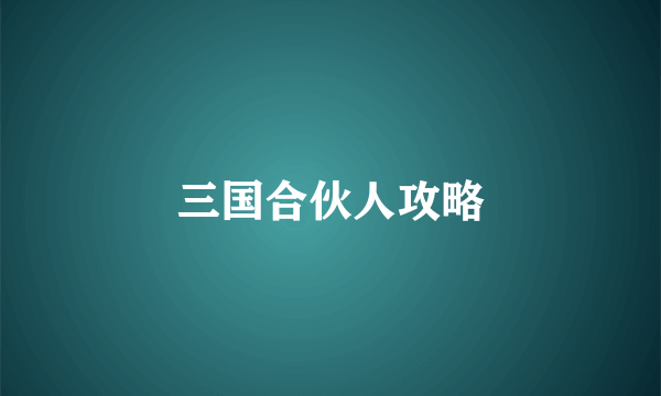三国合伙人攻略