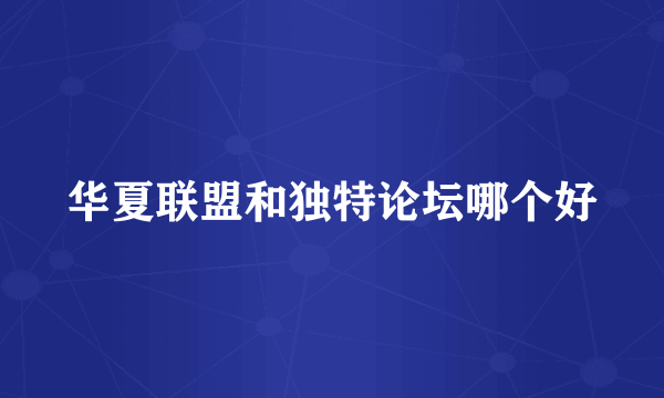 华夏联盟和独特论坛哪个好