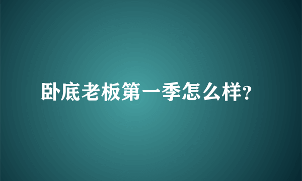 卧底老板第一季怎么样？