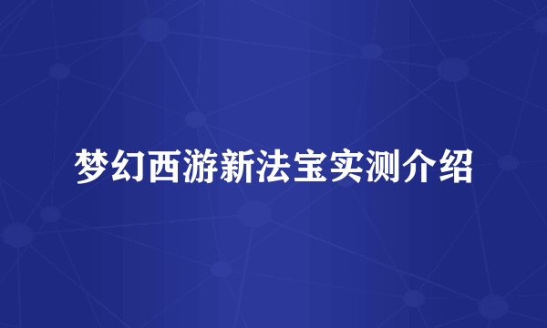 梦幻西游新法宝实测介绍