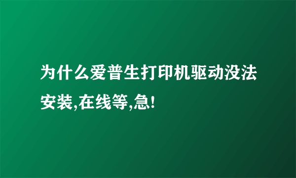为什么爱普生打印机驱动没法安装,在线等,急!