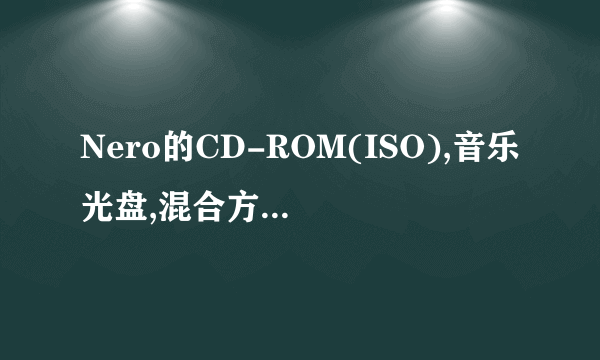 Nero的CD-ROM(ISO),音乐光盘,混合方式CD,CD EXTRA,CD副本,CD-ROM(启动)CD-ROM(UDF),CD-ROM(UDF/ISO)