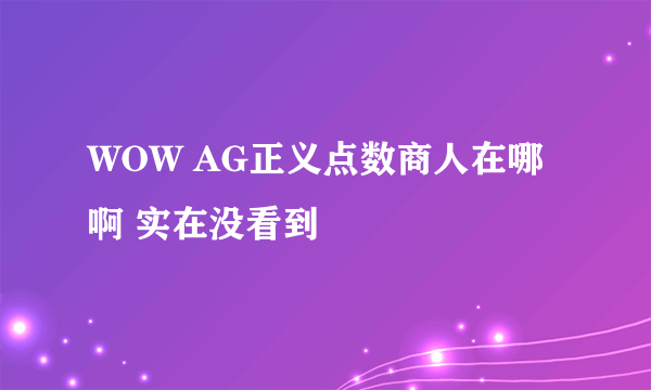 WOW AG正义点数商人在哪啊 实在没看到