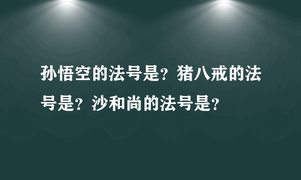 孙悟空的法号是？猪八戒的法号是？沙和尚的法号是？
