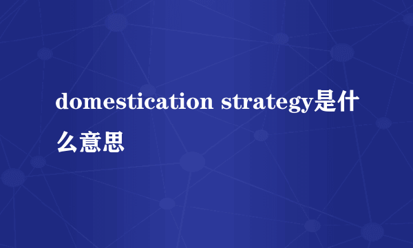 domestication strategy是什么意思