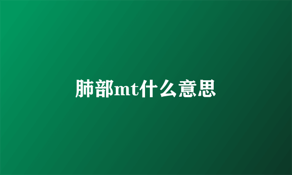 肺部mt什么意思