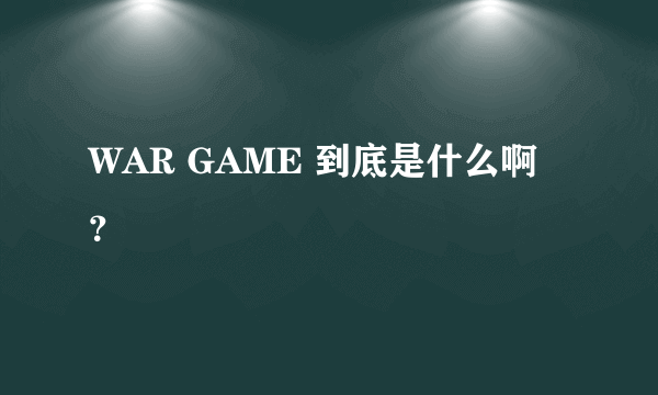 WAR GAME 到底是什么啊？