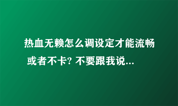 热血无赖怎么调设定才能流畅 或者不卡? 不要跟我说换配置 !