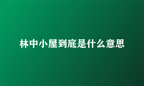 林中小屋到底是什么意思