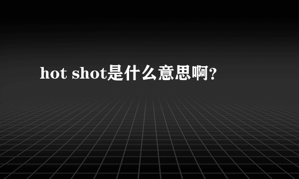 hot shot是什么意思啊？