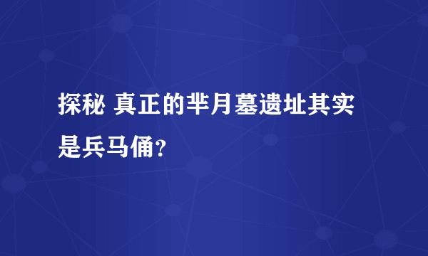 探秘 真正的芈月墓遗址其实是兵马俑？