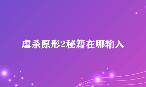 虐杀原形2秘籍在哪输入